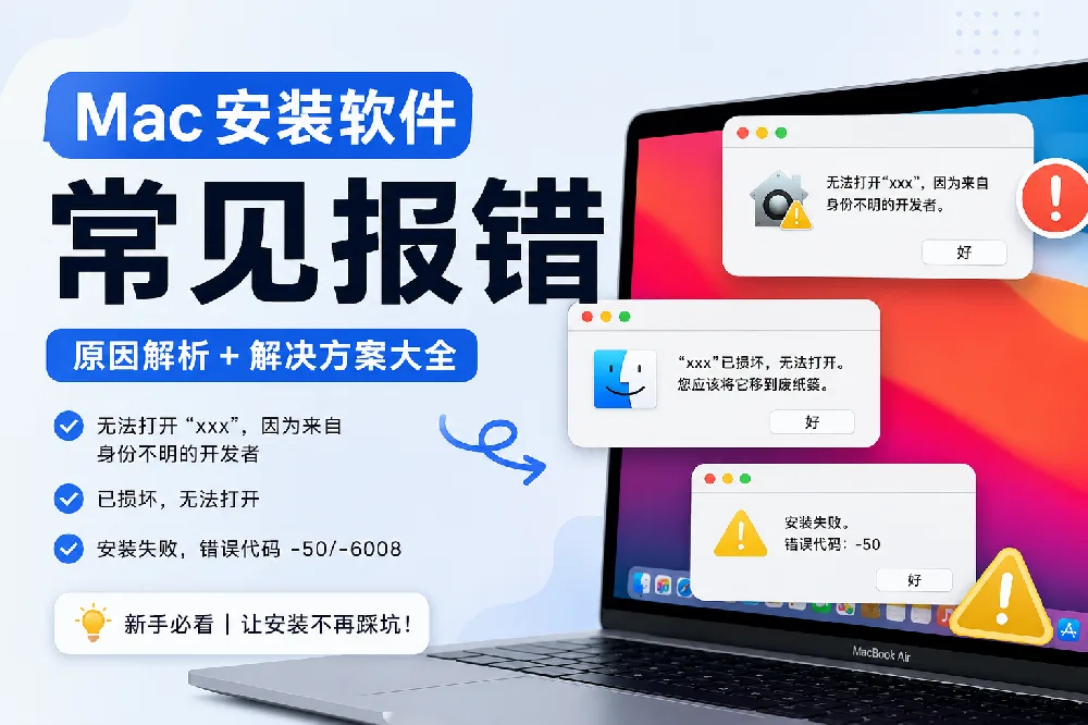 Mac应用安装受阻？快速解决「已损坏」与「身份不明开发者」报错 软件截图